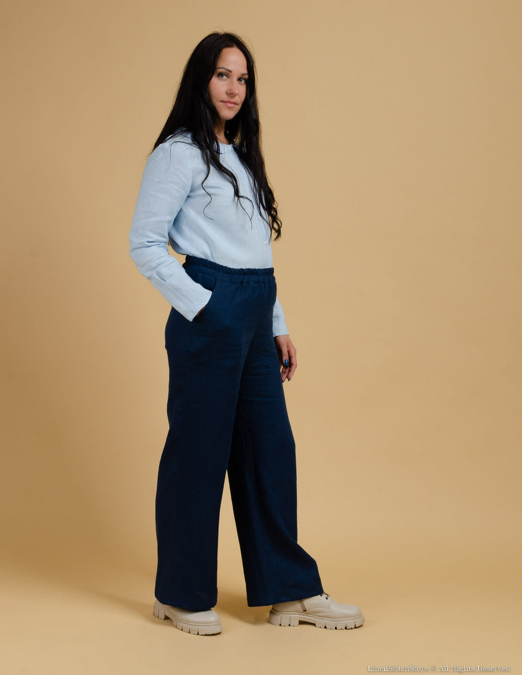 LESLIE Linen pants | Navy blue
