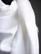 Fringled extra large WHITE color linen shawl for women, linen unisex scarf, unisex Christmas gift, brown linen wrap, tasseled linen shawl