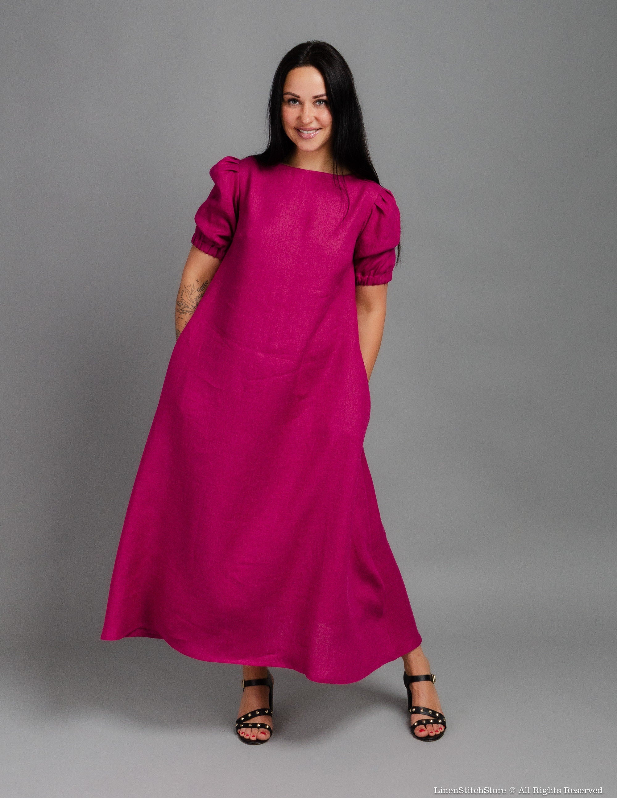 LOVE long linen dress | Rose
