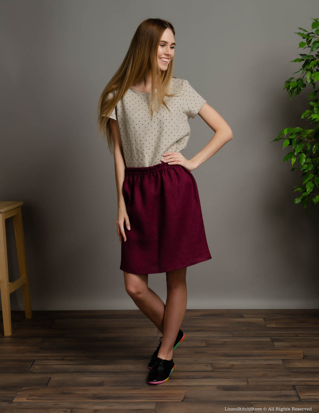 LILIA Linen skirt | Marsala