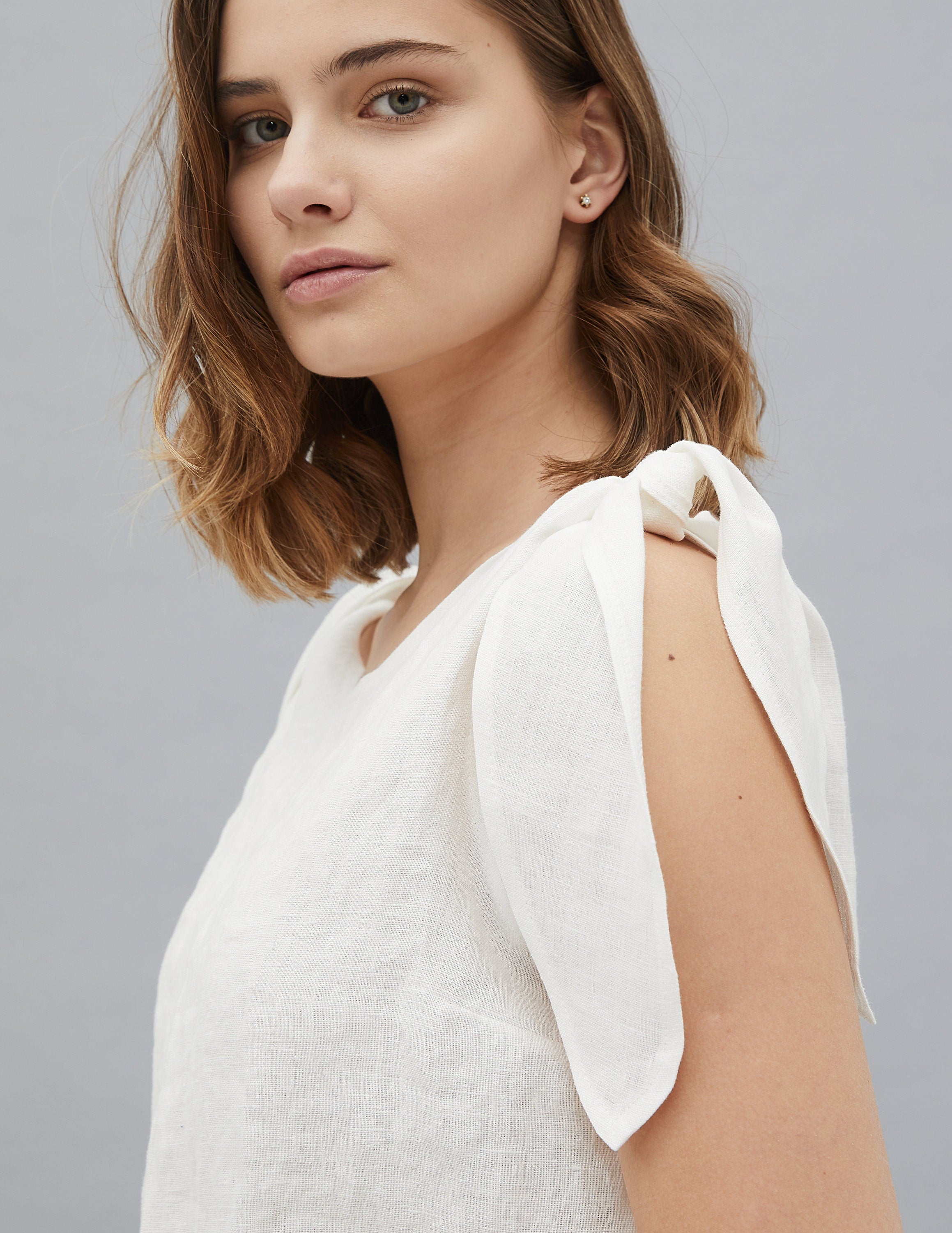OLIVIA linen top | Ivory