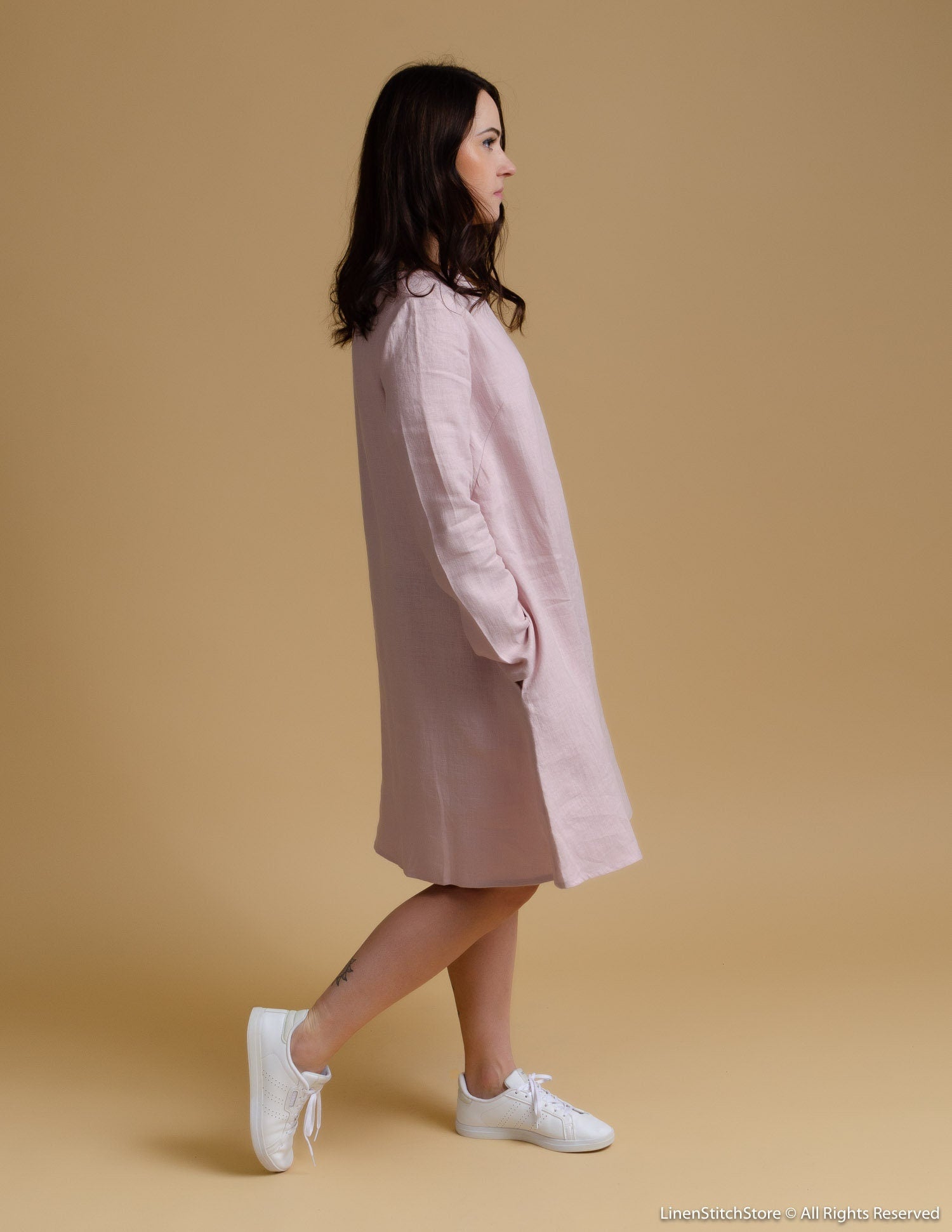 VERONICA Linen dress | Dusty pink