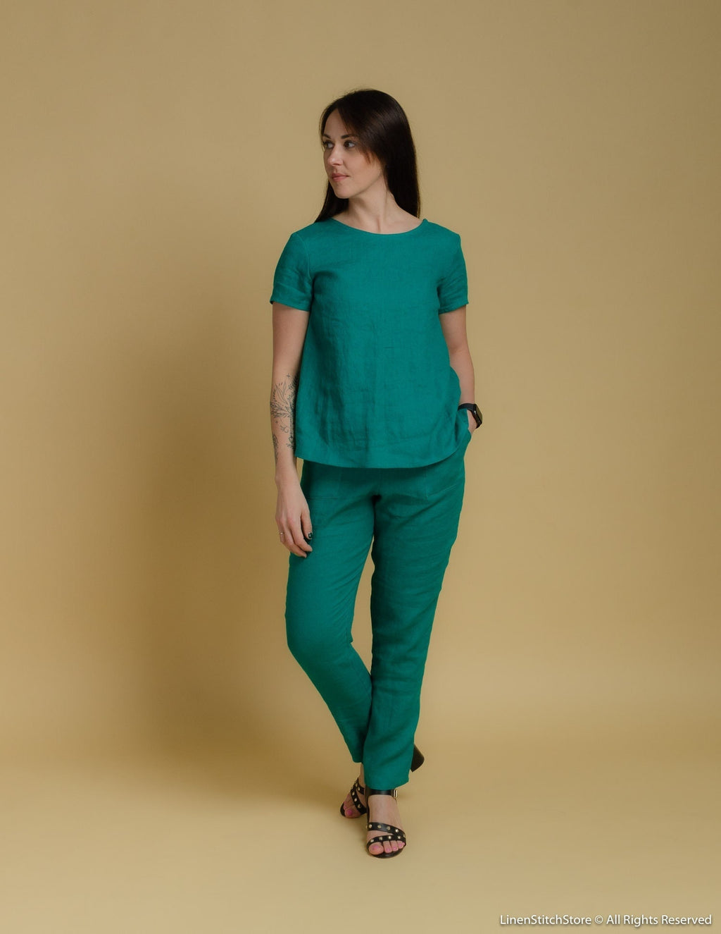 RUTH Linen pants | Emerald green