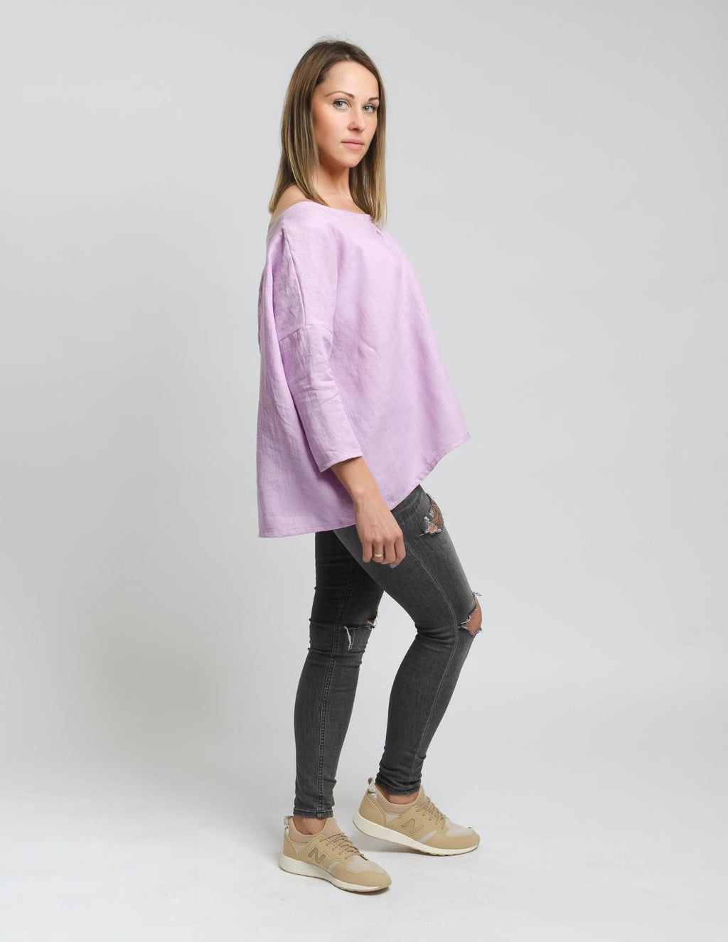 LUCIA linen top | Light purple