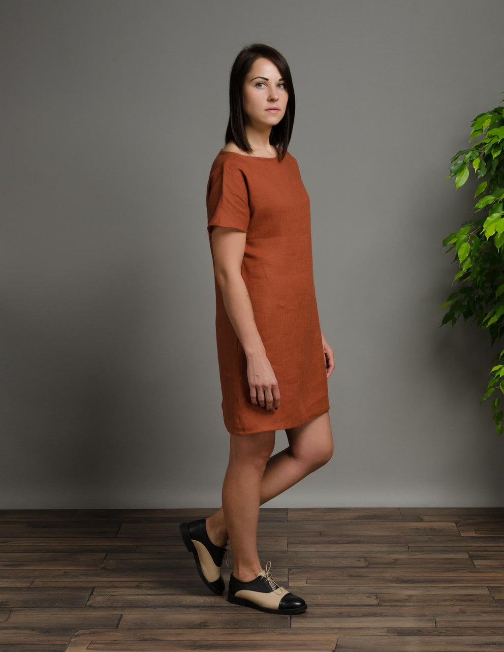 SANDRA Linen dress | Hazelnut brown