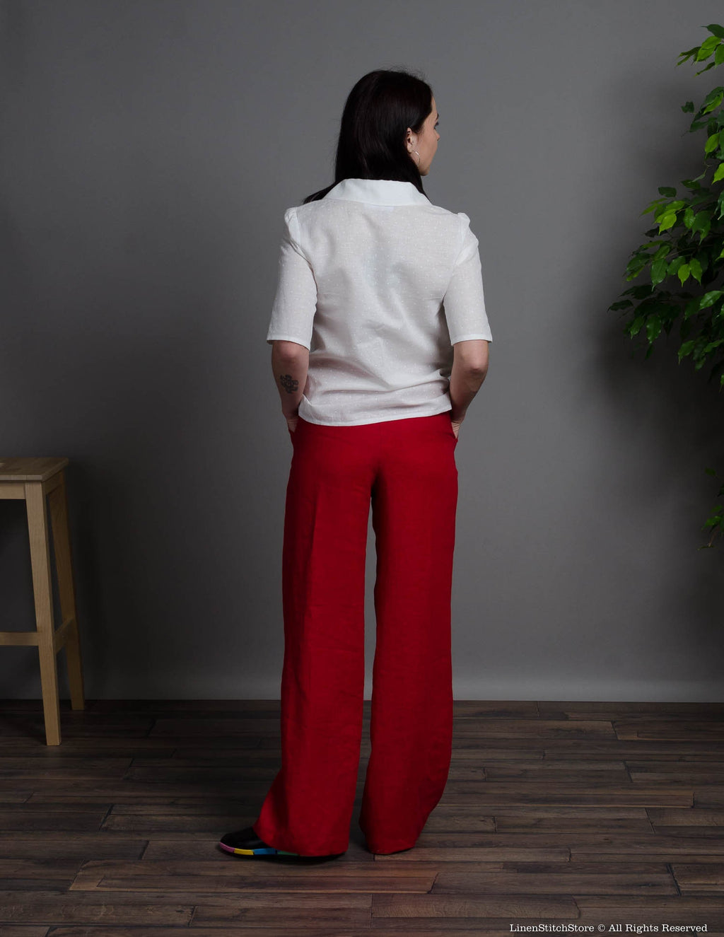 LESLIE Linen pants | Bright red