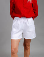 TAMARA white loose linen shorts
