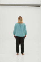 LUCIA oversized linen top | Electric blue