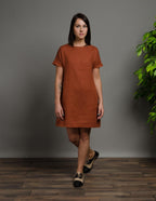 SANDRA Linen dress | Hazelnut brown