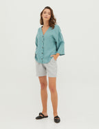 MEGAN Linen blouse  | Electric blue