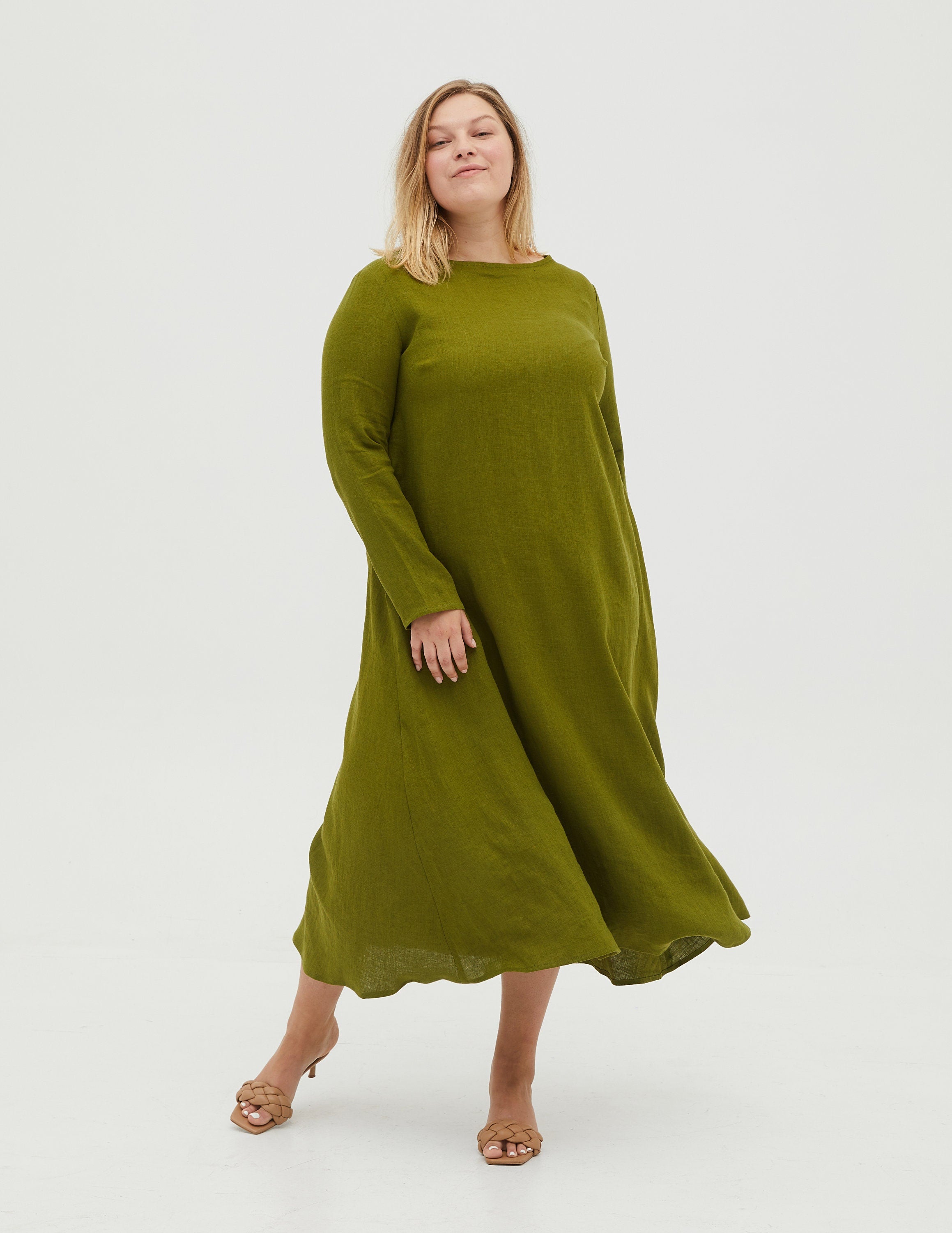 SARAH linen dress | Olive