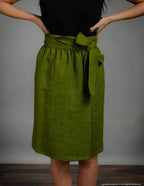 MILANA  Wrap linen skirt | Olive
