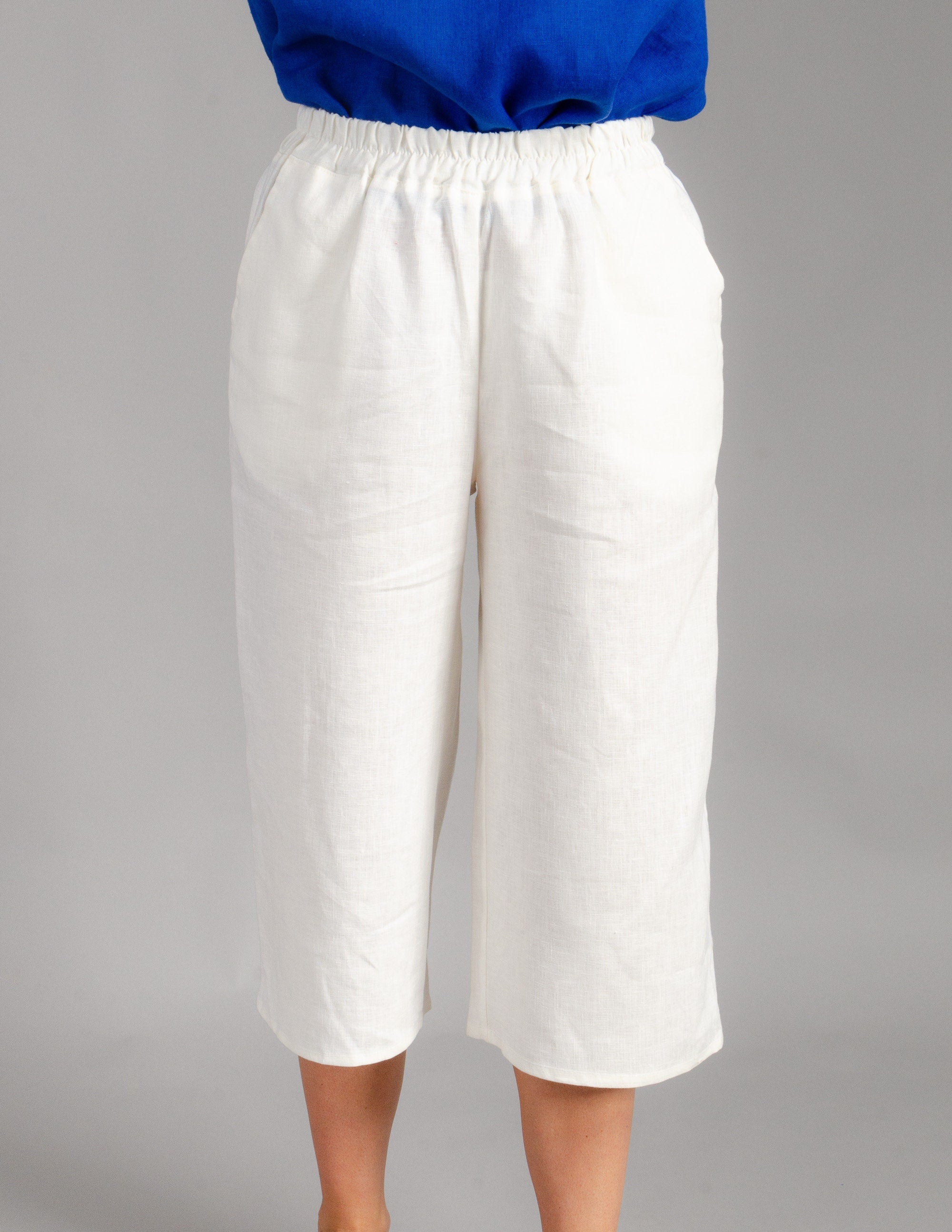 MELANIE Linen capris | Ivory