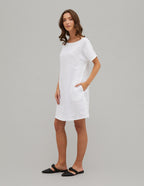 SANDRA White short sleeve linen summer dress
