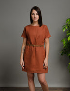 SANDRA Linen dress | Hazelnut brown