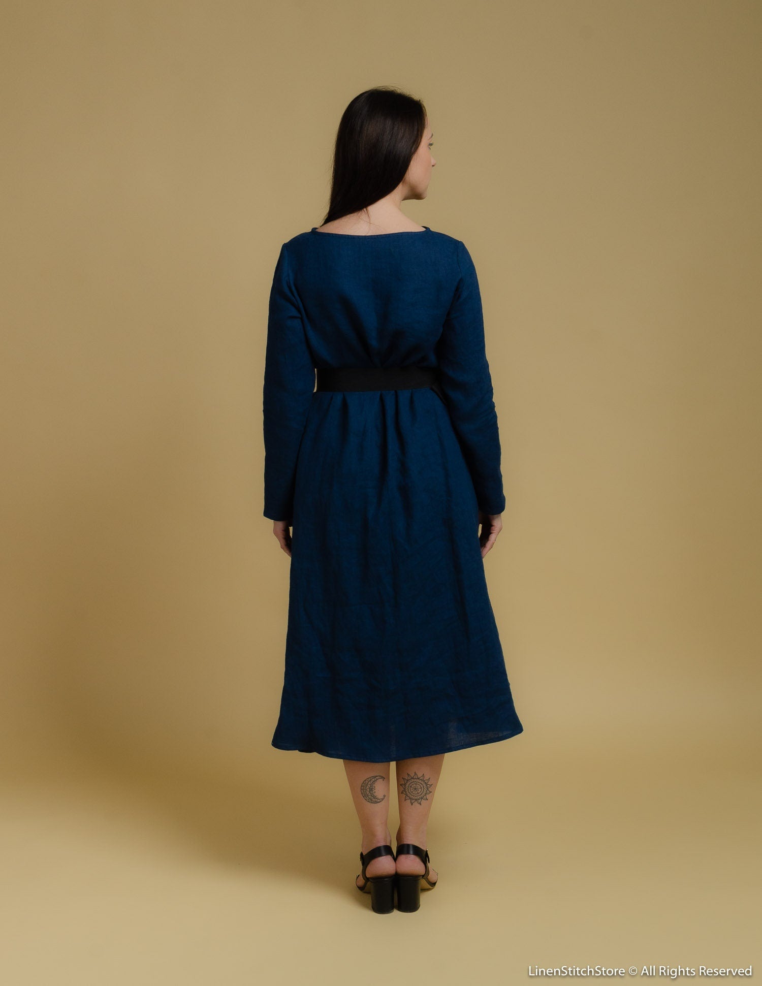 SARAH  Linen dress | Navy blue