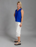 REGINA Linen top | Deep blue