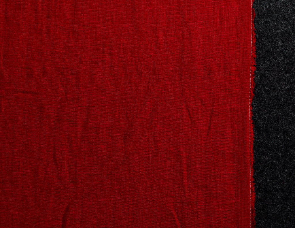 Bright red colour medium weight linen fabric supply