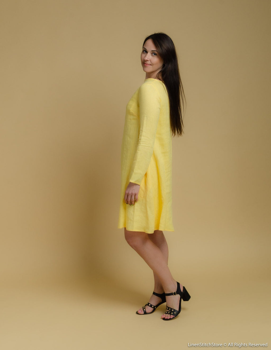 VERONICA Linen dress | Yellow