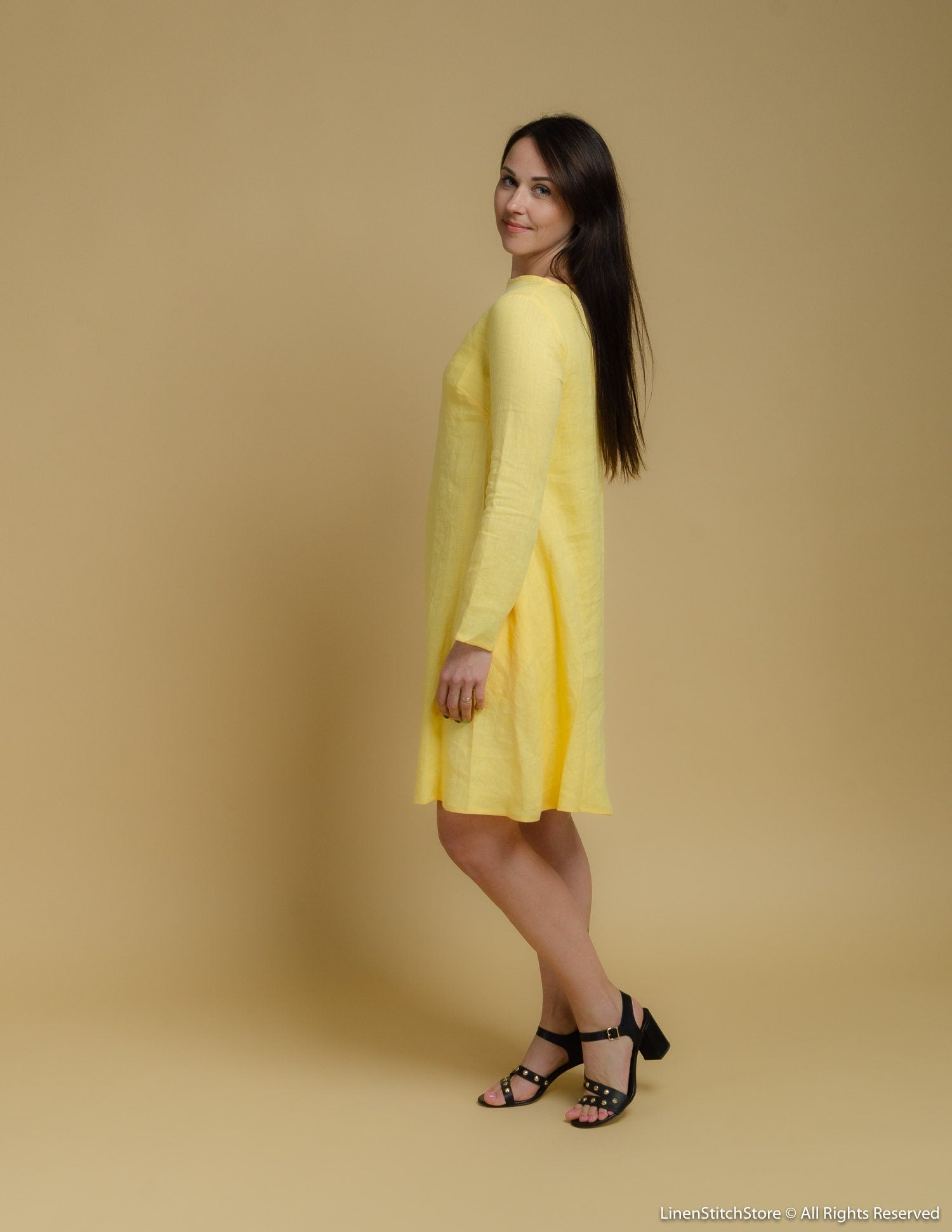 VERONICA Linen dress | Yellow