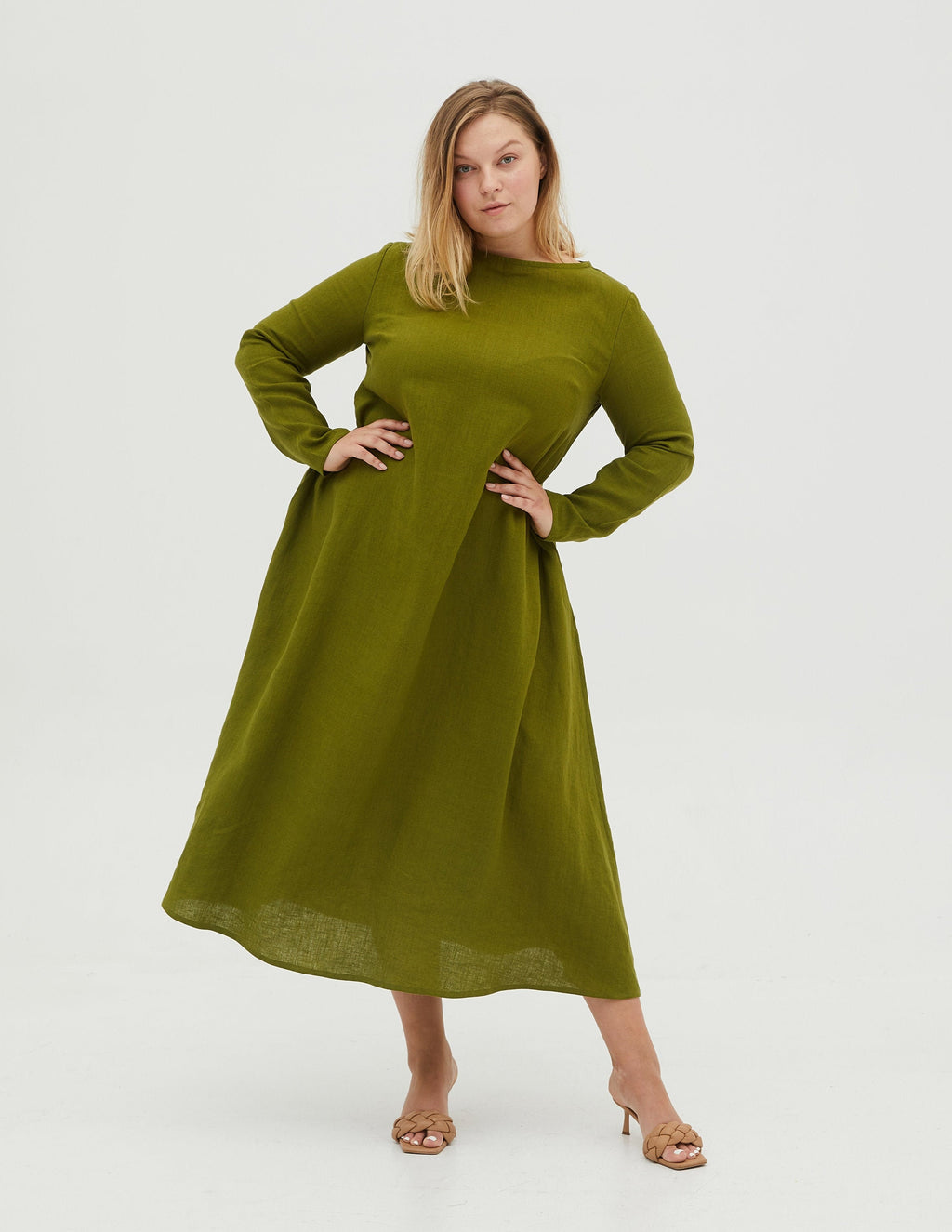 SARAH linen dress | Olive