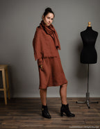 VERONICA Linen dress | Hazelnut brown