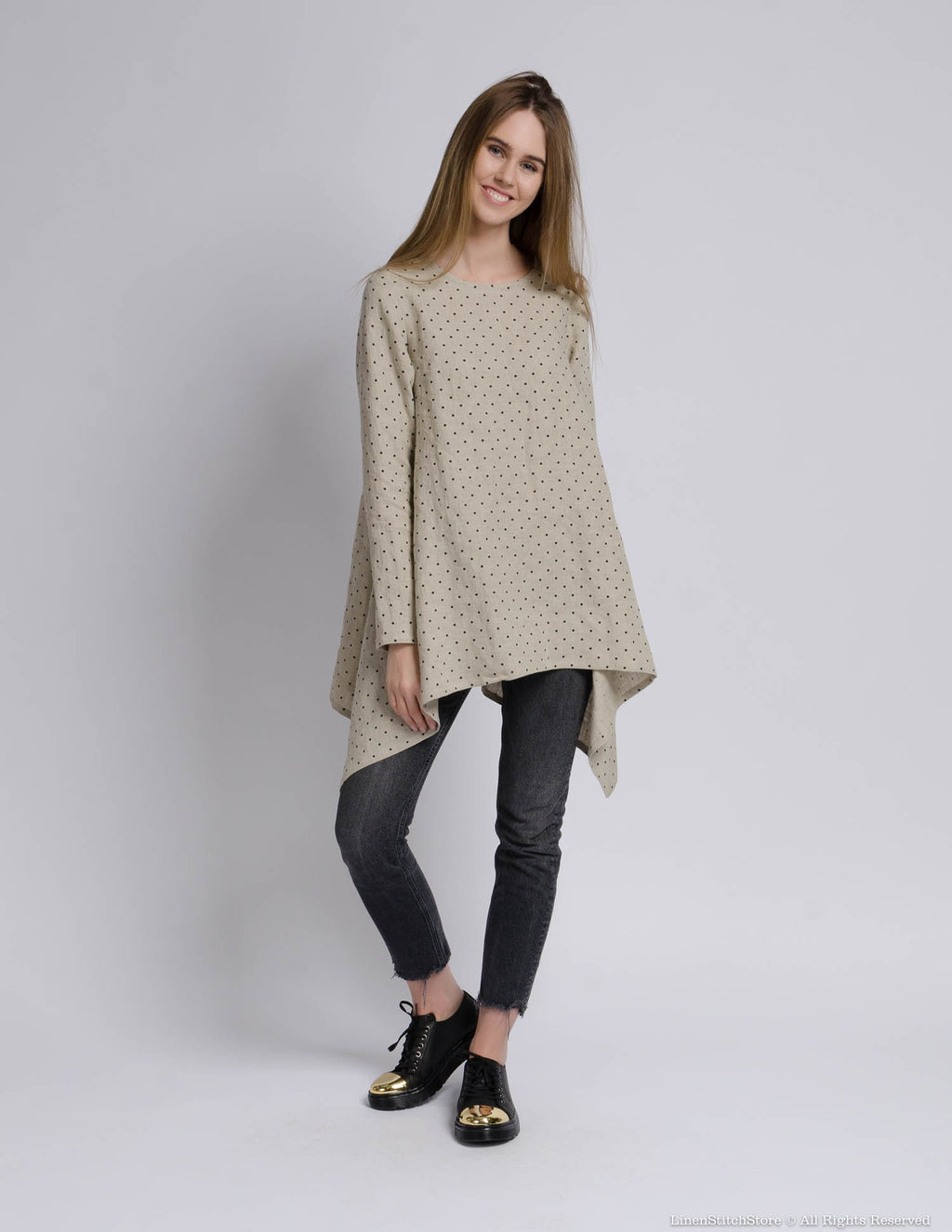 AURORA Linen tunic | Natural dots