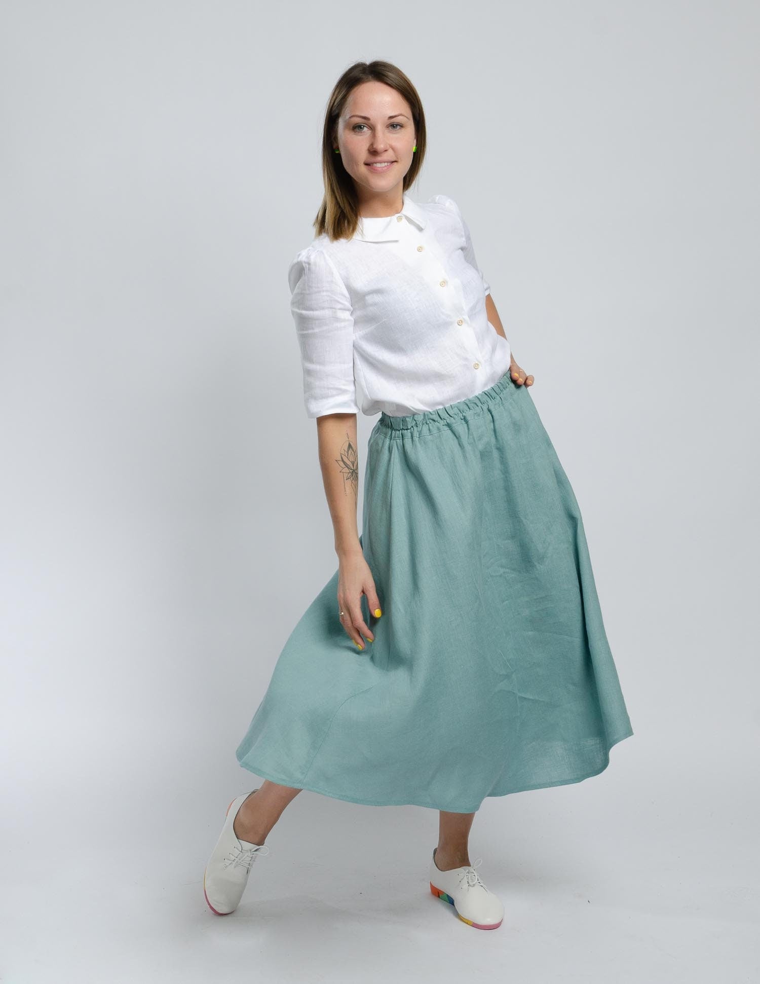 AMANDA lLinen skirt | Electric blue