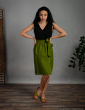 MILANA  Wrap linen skirt | Olive