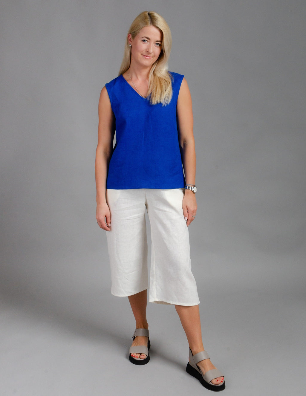 MELANIE Linen capris | Ivory