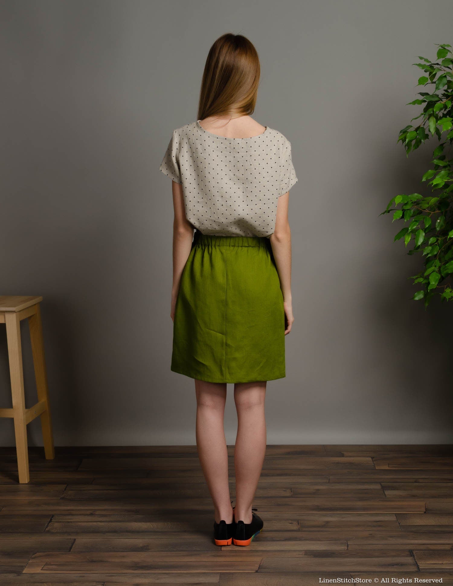 LILIA Linen skirt | Olive green