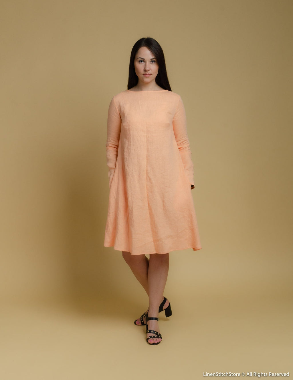 VERONICA Linen dress | Peach