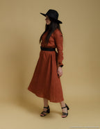 SARAH long linen dress | Hazelnut brown