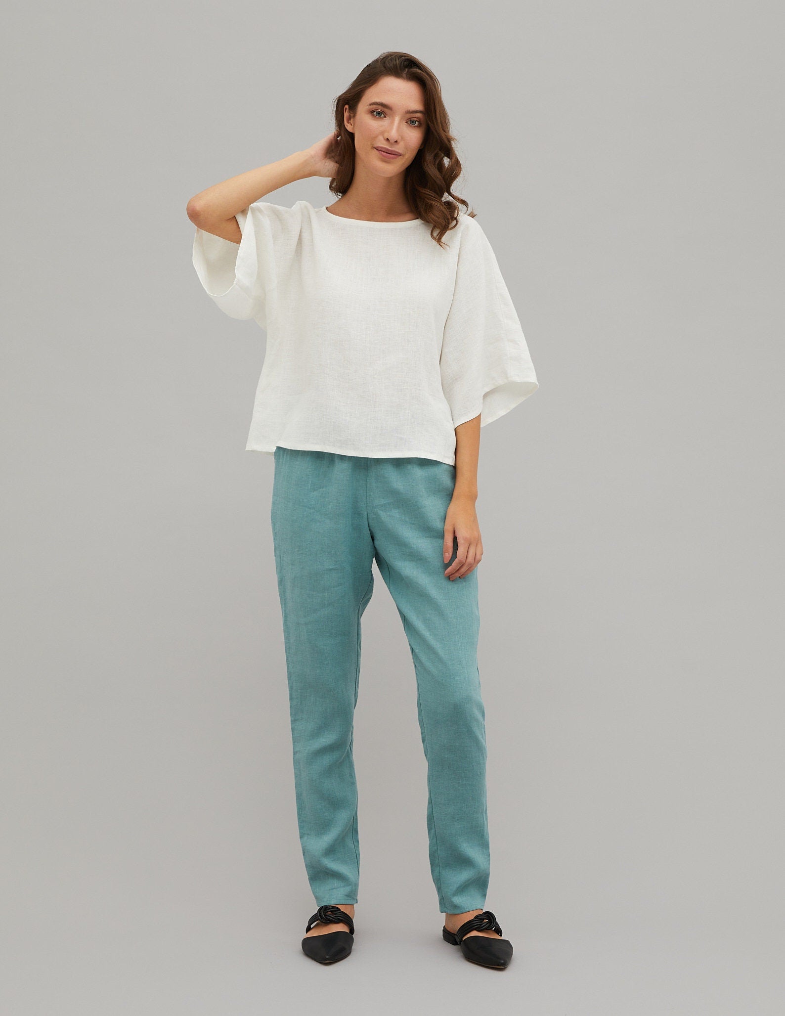 MARTHA oversized linen tunic | White