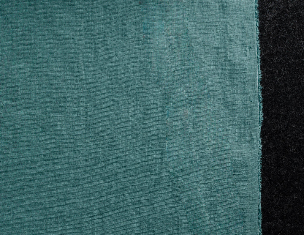 Electric blue medium weight linen fabric supply