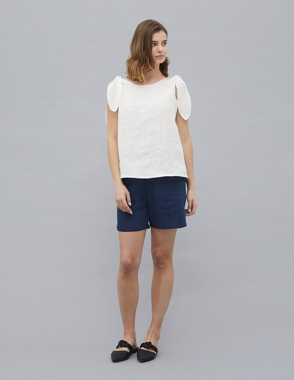 OLIVIA linen top | Ivory