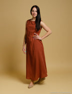 REBECA Linen dress | Hazelnut brown