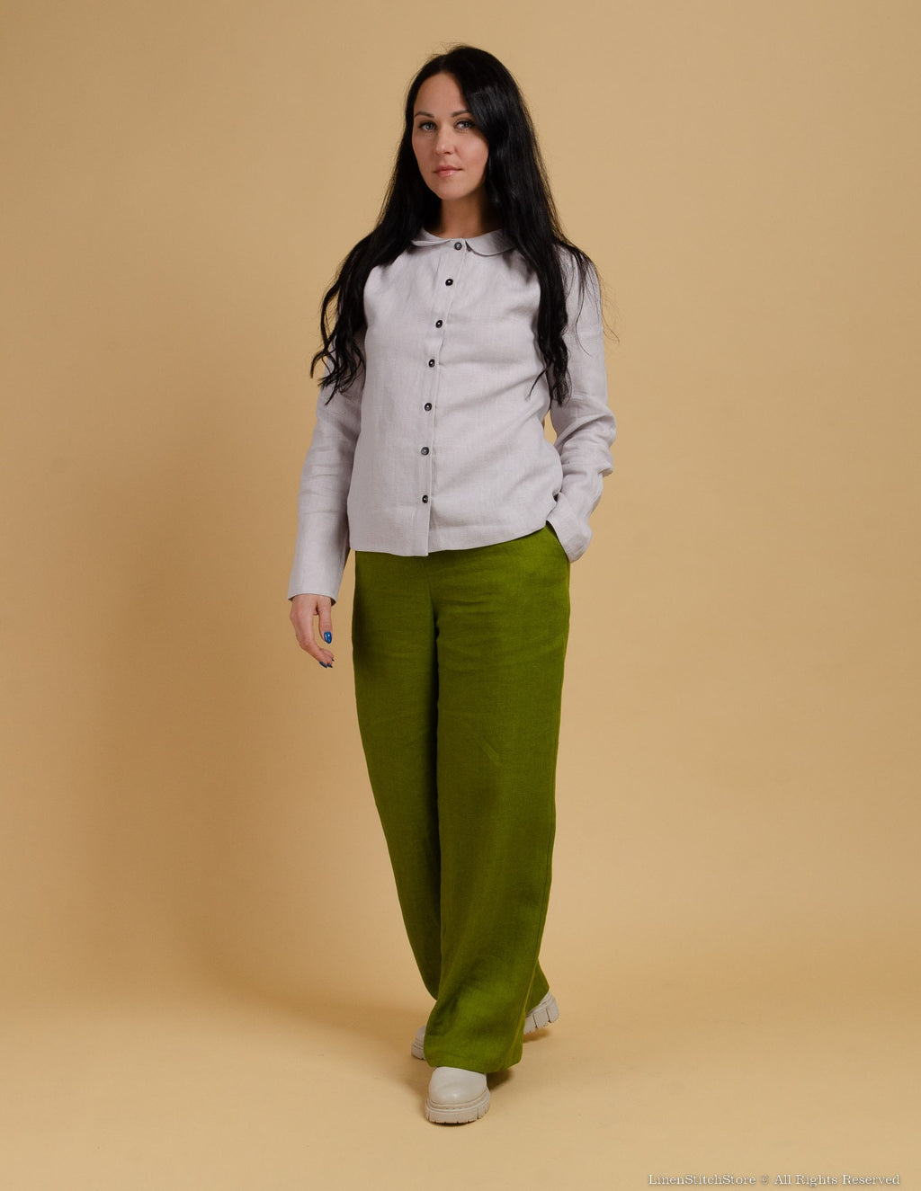 LETICIA Linen blouse | Light grey