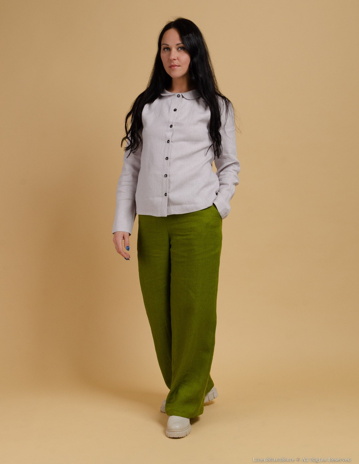 LETICIA Linen blouse | Light grey