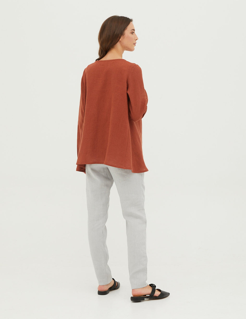 DENICE Wrap linen jacket | Hazelnut brown