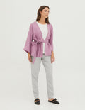 CAROLINA Wrap linen blazer with | Light purple