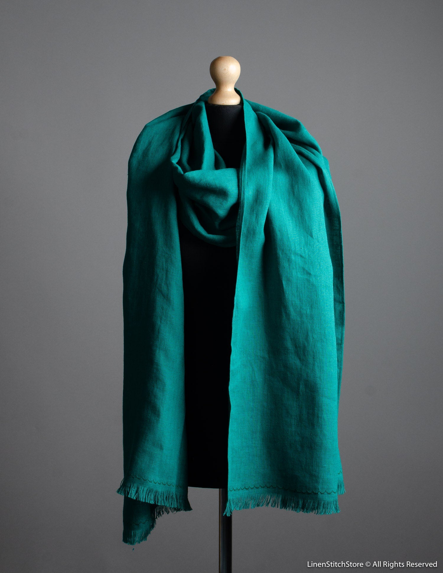 Linen scarf | Emerald green