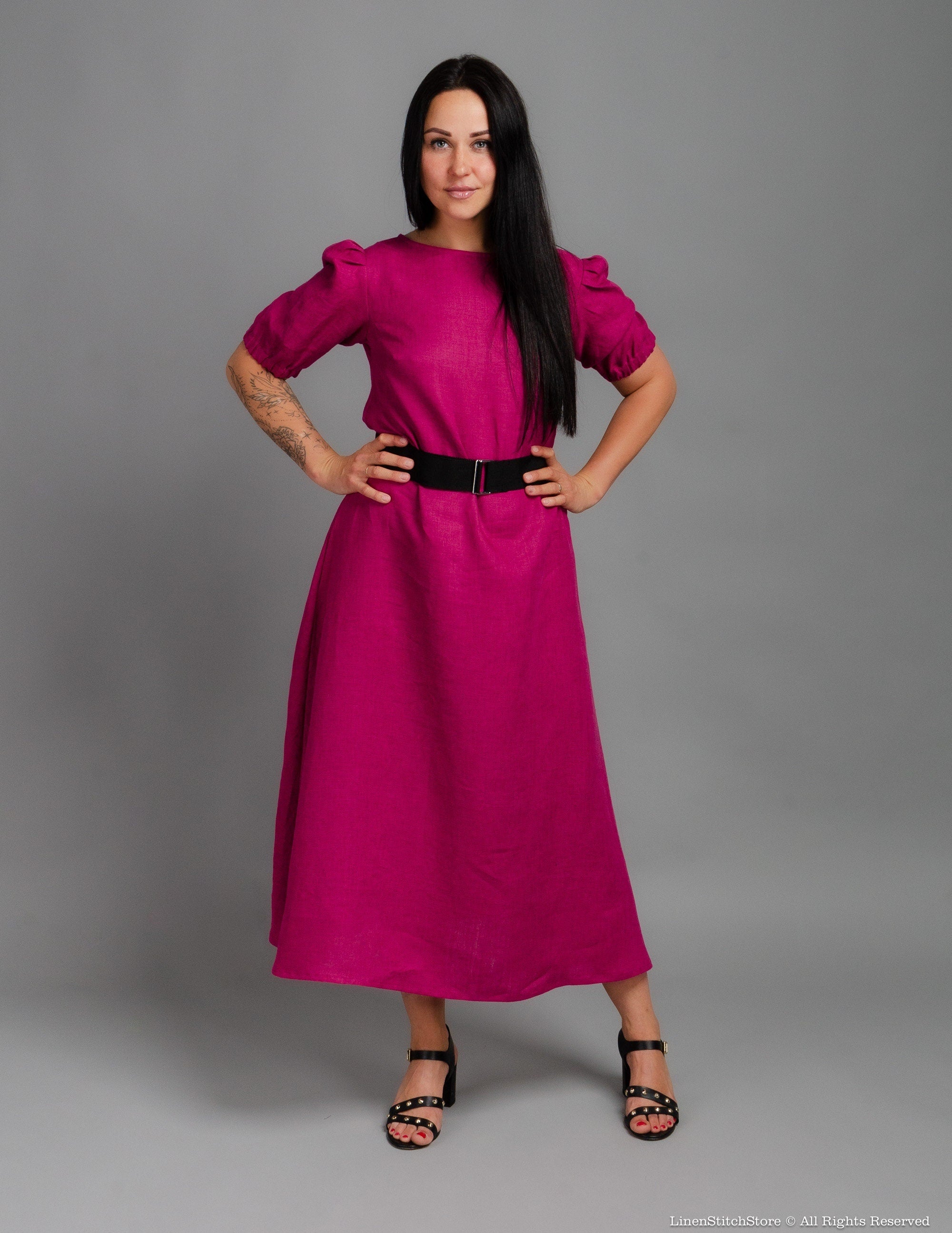 LOVE long linen dress | Rose