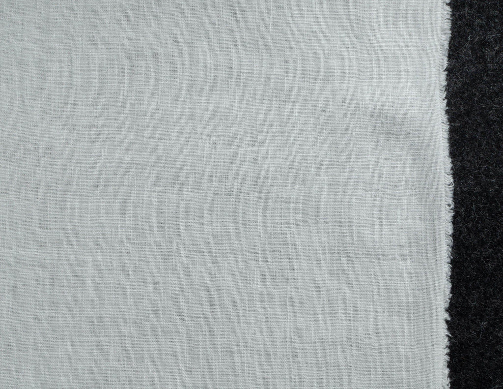 Ivory white colour medium weight linen fabric supply