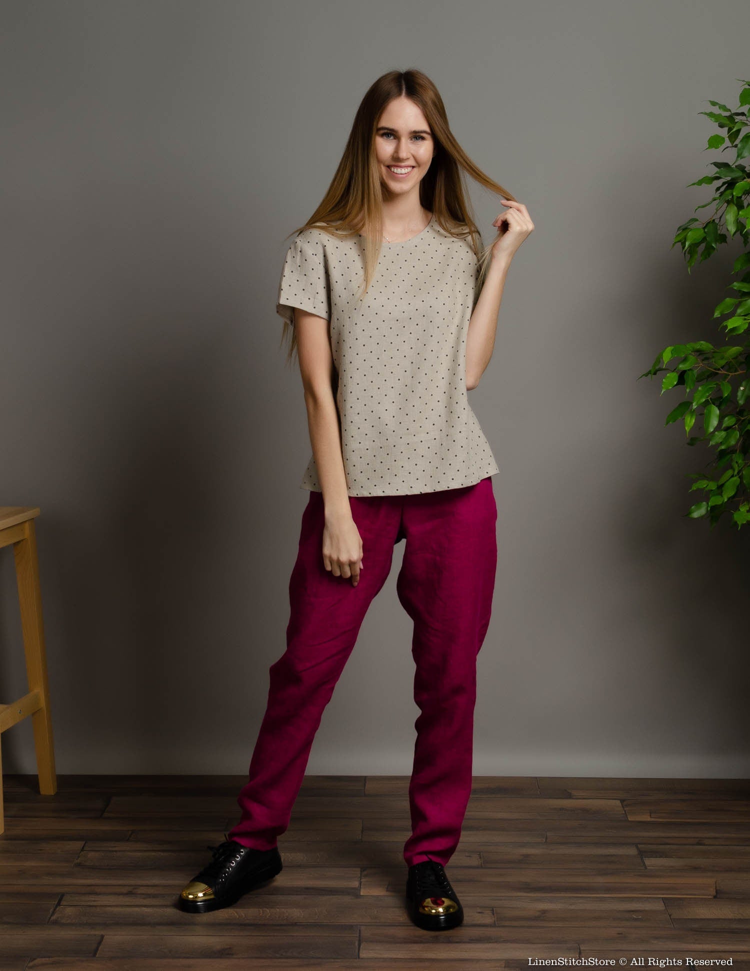 IEVA Linen top | Natural dots