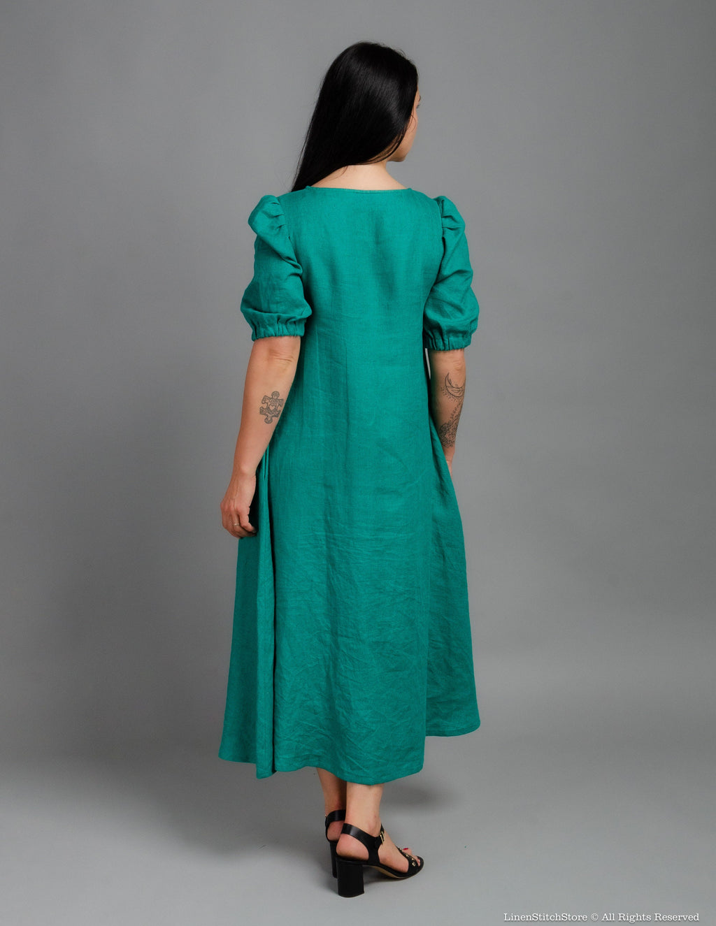 LOVE long linen dress | Emerald green