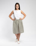 LILIA Linen skirt | Grey stripes