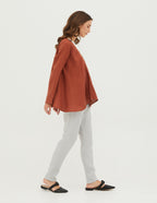 DENICE Wrap linen jacket | Hazelnut brown