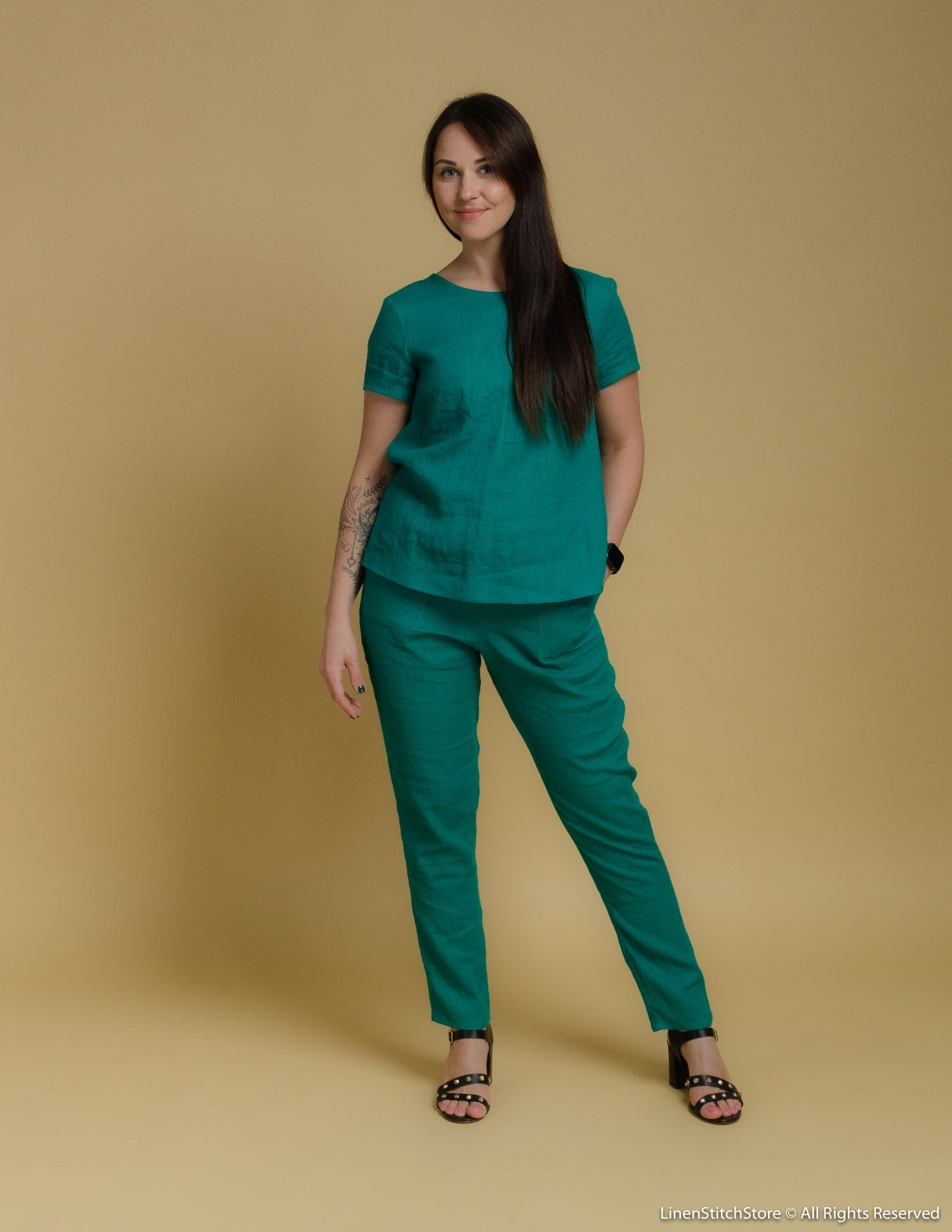 RUTH Linen pants | Emerald green