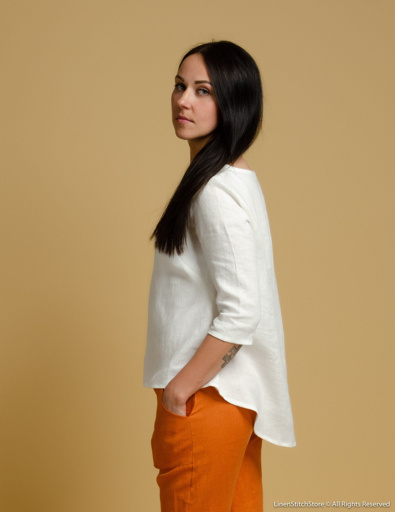 BERNIN Linen top | White